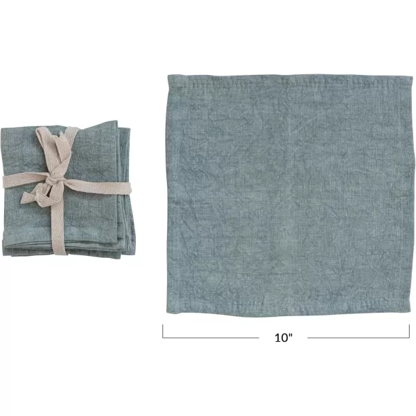 imageCreative CoOp 10 Inches Square Stonewashed Linen Cocktail Party and Kitchen Use Mint Color Set of 4 Napkin