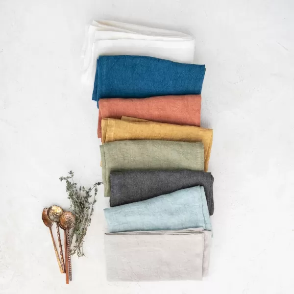 imageCreative CoOp 10 Inches Square Stonewashed Linen Cocktail Party and Kitchen Use Mint Color Set of 4 Napkin