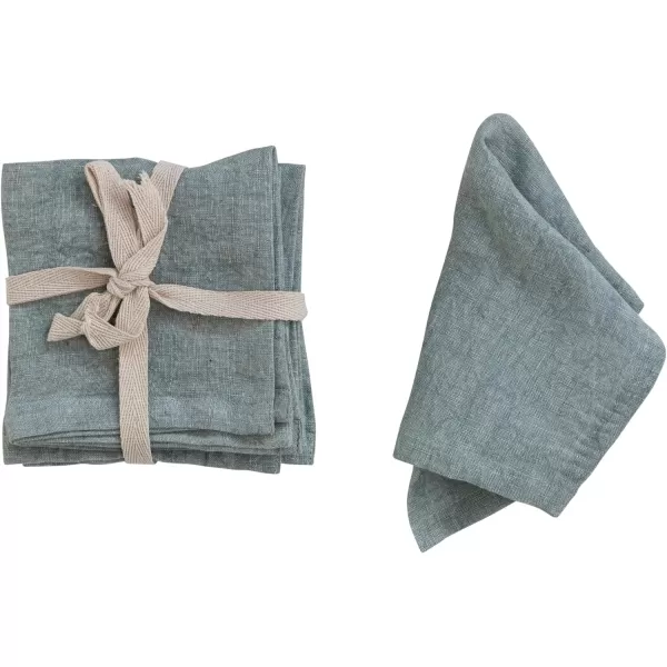 imageCreative CoOp 10 Inches Square Stonewashed Linen Cocktail Party and Kitchen Use Mint Color Set of 4 Napkin