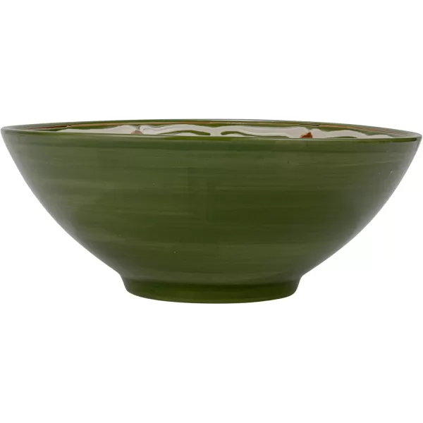 imageCreative CoOp 105 Round HandPainted Stoneware Serving Pattern Design Green and Brown Bowl