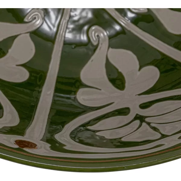 imageCreative CoOp 105 Round HandPainted Stoneware Serving Pattern Design Green and Brown Bowl