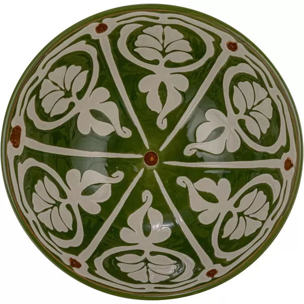 imageCreative CoOp 105 Round HandPainted Stoneware Serving Pattern Design Green and Brown Bowl
