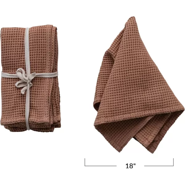 imageCreative CoOp 18 Inches Square Woven Linen and Cotton Waffle Dinner Kitchen Use TerraCotta Color Set of 4 Napkin Terracotta