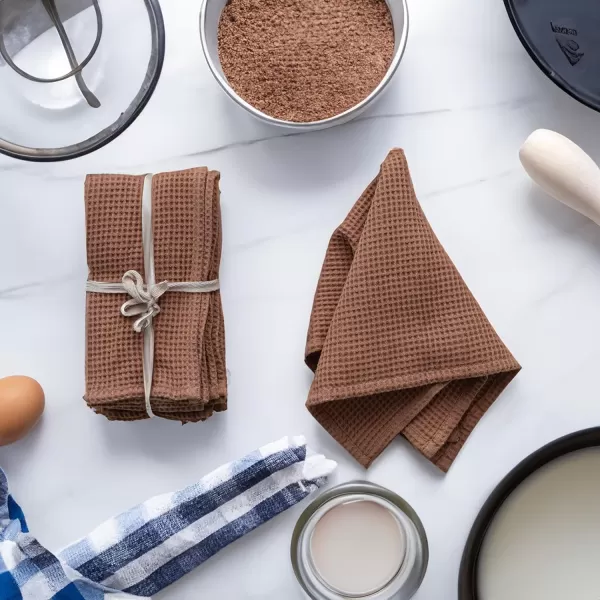 imageCreative CoOp 18 Inches Square Woven Linen and Cotton Waffle Dinner Kitchen Use TerraCotta Color Set of 4 Napkin Terracotta