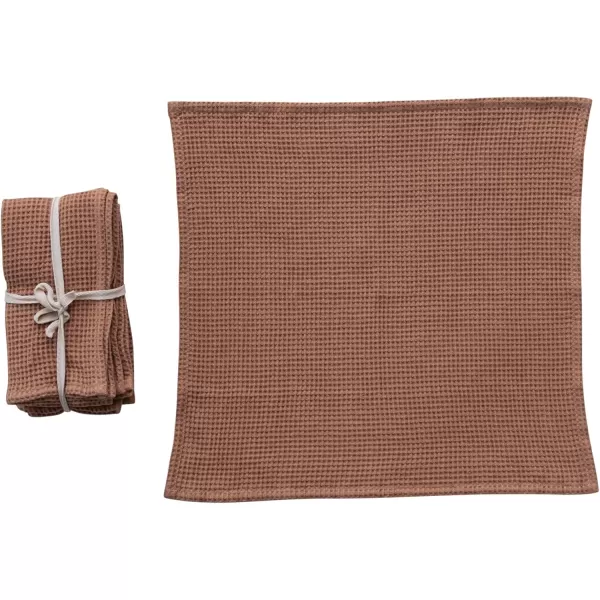 imageCreative CoOp 18 Inches Square Woven Linen and Cotton Waffle Dinner Kitchen Use TerraCotta Color Set of 4 Napkin Terracotta