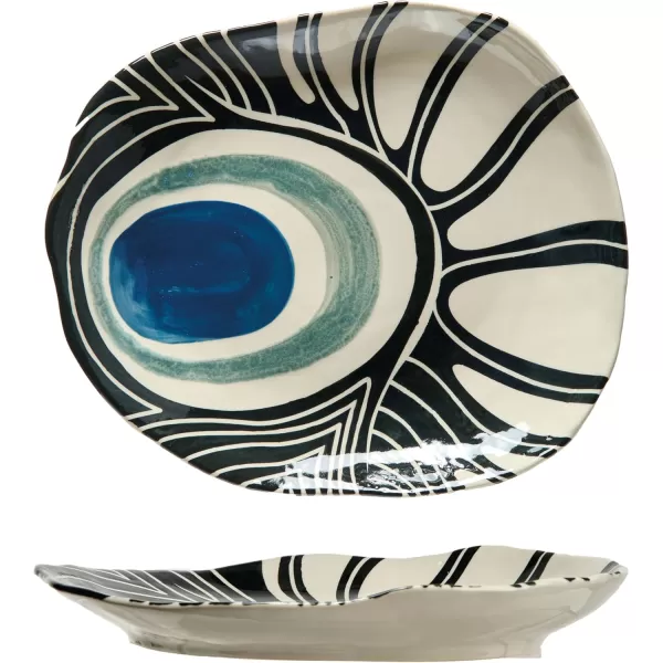 imageCreative CoOp Abstract Azure Stoneware Plate Multicolor