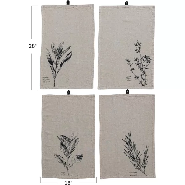 imageCreative CoOp Inspirational Sayings Linen Blend Tea Towel Set Cream Set of 4