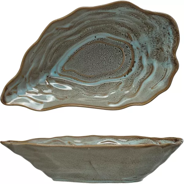 imageCreative CoOp Oyster Shaped Stoneware Bowl CreamBlue