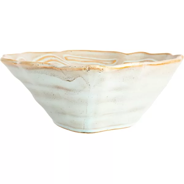 imageCreative CoOp Oyster Shaped Stoneware Bowl CreamBlue