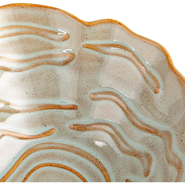 imageCreative CoOp Oyster Shaped Stoneware Bowl CreamBlue