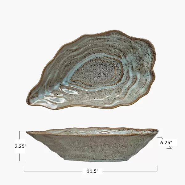 imageCreative CoOp Oyster Shaped Stoneware Bowl CreamBlue