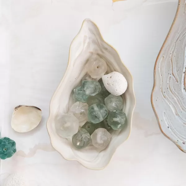 imageCreative CoOp Oyster Shaped Stoneware Bowl CreamCream