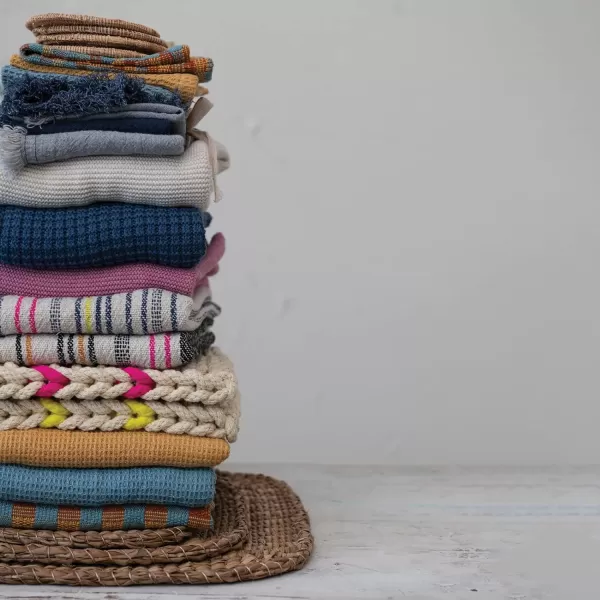 imageCreative CoOp Square Cotton Crocheted Neon Stripes Set of 2 Styles Multicolor Pot Holder Multi