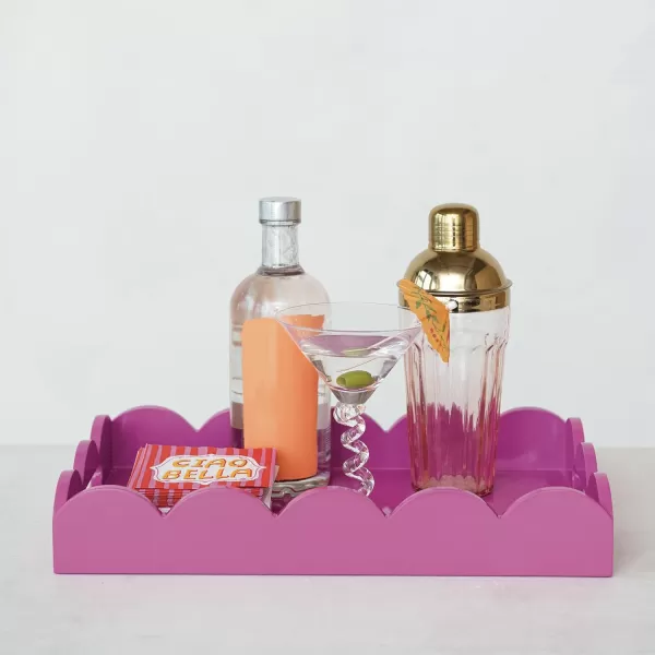 imageCreative CoOp Wide Wood Tray Fuchsia