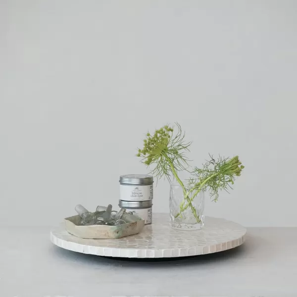 imageCreative CoOp Wood and CapizEmbellished Round Lazy Susan White