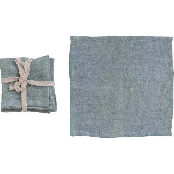 imageCreative CoOp 10 Inches Square Stonewashed Linen Cocktail Party and Kitchen Use Mint Color Set of 4 Napkin