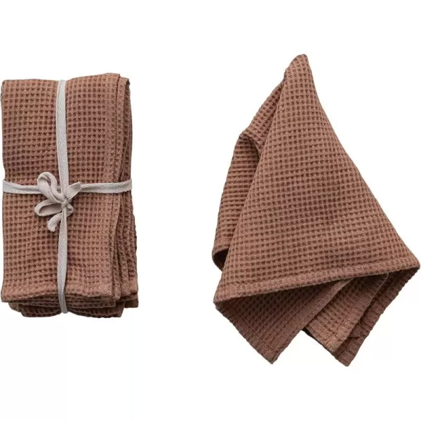 imageCreative CoOp 18 Inches Square Woven Linen and Cotton Waffle Dinner Kitchen Use TerraCotta Color Set of 4 Napkin Terracotta