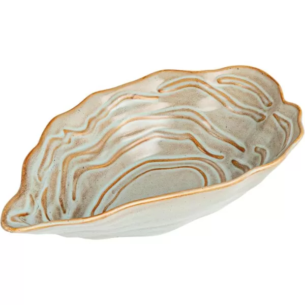 imageCreative CoOp Oyster Shaped Stoneware Bowl CreamBlue