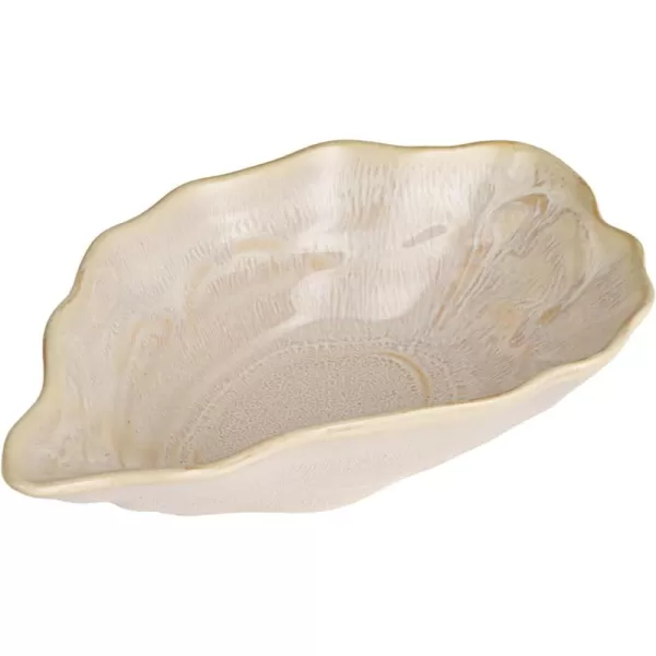 imageCreative CoOp Oyster Shaped Stoneware Bowl CreamCream