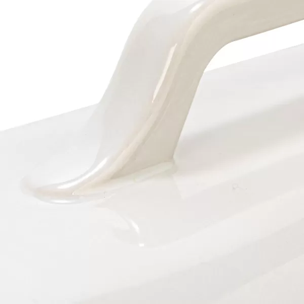imageCreative CoOp 155 Inches Oval 2Quart Debossed Stoneware Baking Dish with Lid Matte White Baker