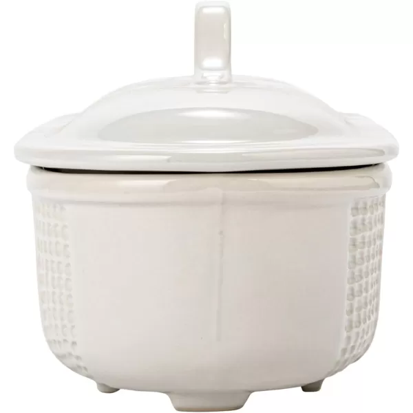 imageCreative CoOp 155 Inches Oval 2Quart Debossed Stoneware Baking Dish with Lid Matte White Baker