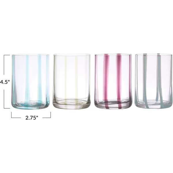 imageCreative CoOp 4 Inches Glass 4 Various Stripes Design Multicolor Set of 12 Tumblers