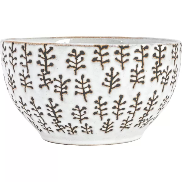 imageCreative CoOp 5 Inches Round Stoneware Dinnerware Set with 4 Various Wax Patterns Cream Set of 12 Bowls