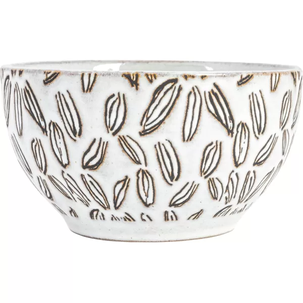 imageCreative CoOp 5 Inches Round Stoneware Dinnerware Set with 4 Various Wax Patterns Cream Set of 12 Bowls