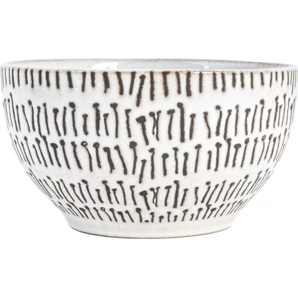 imageCreative CoOp 5 Inches Round Stoneware Dinnerware Set with 4 Various Wax Patterns Cream Set of 12 Bowls