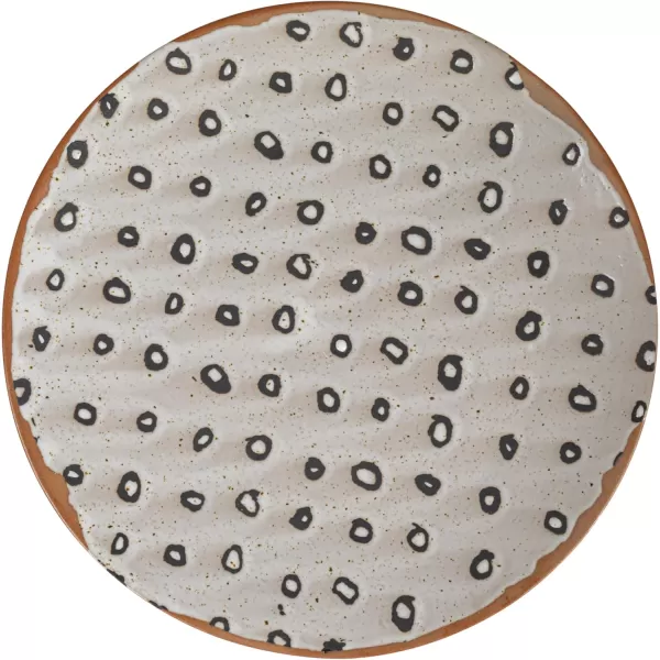 imageCreative CoOp 8 Inches Round Stoneware Dinnerware Set with 4 Various React Glazed Patterns Brown Set of 12 Plates
