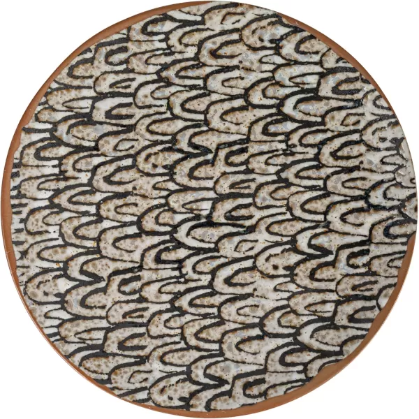 imageCreative CoOp 8 Inches Round Stoneware Dinnerware Set with 4 Various React Glazed Patterns Brown Set of 12 Plates