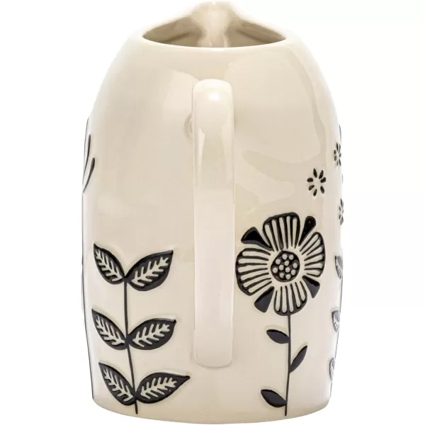 imageCreative CoOp 875 Inches 62Ounce HandPainted Stoneware Embossed Flowers Cream and Black Pitcher