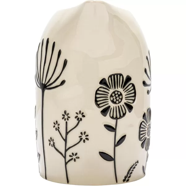 imageCreative CoOp 875 Inches 62Ounce HandPainted Stoneware Embossed Flowers Cream and Black Pitcher
