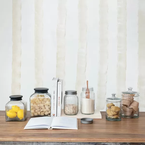 imageCreative CoOp Clear Tall Embossed Glass Jar with Metal Lid Coffee Small312 Cup
