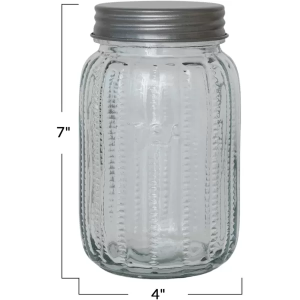 imageCreative CoOp Clear Tall Embossed Glass Jar with Metal Lid Coffee Small312 Cup