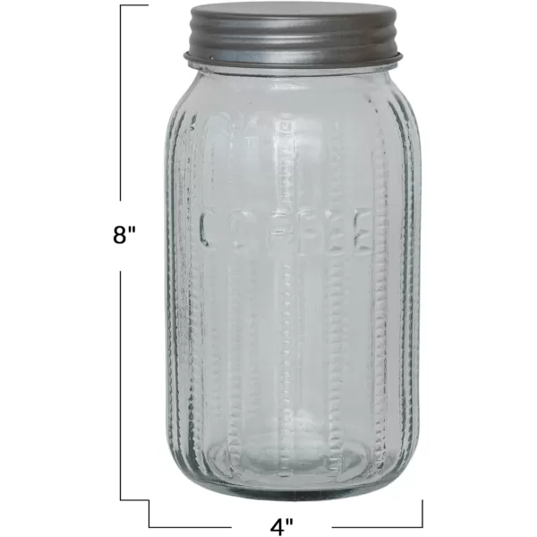 imageCreative CoOp Clear Tall Embossed Glass Jar with Metal Lid Coffee Small4 Cup