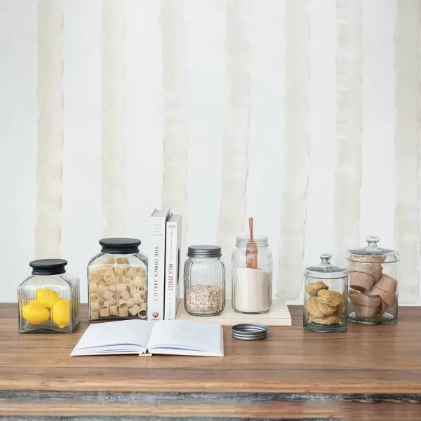 imageCreative CoOp Clear Tall Embossed Glass Jar with Metal Lid Coffee Small4 Cup