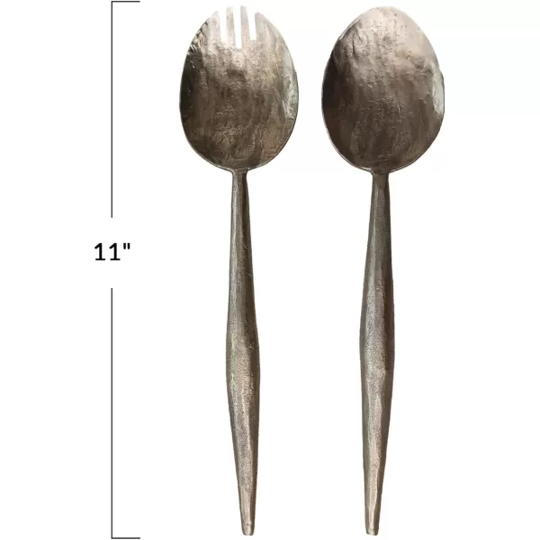 imageCreative CoOp Forged Salad Server Set Electroplated Finish Medium Antique Gold