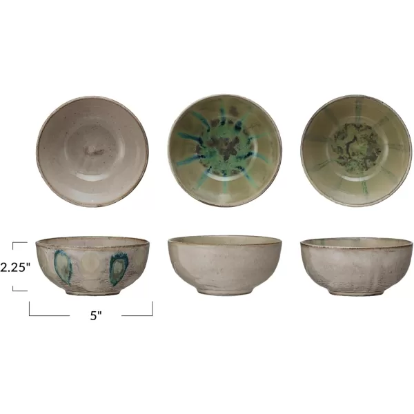 imageCreative CoOp Geometric Harmony Stoneware Bowls Green and Blue Set of 3Dinner Bowl