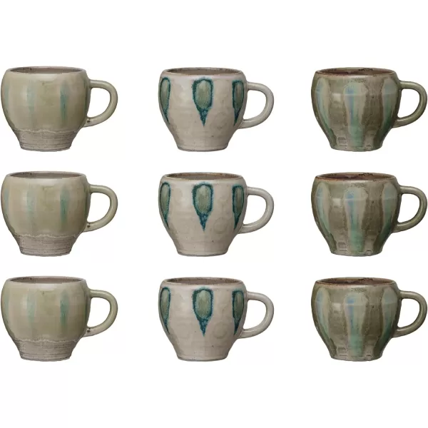 imageCreative CoOp Geometric Harmony Stoneware Bowls Green and Blue Set of 3Mugs
