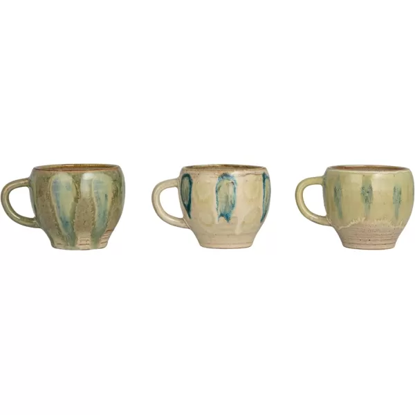 imageCreative CoOp Geometric Harmony Stoneware Bowls Green and Blue Set of 3Mugs
