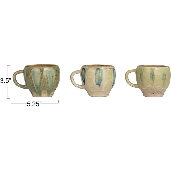 imageCreative CoOp Geometric Harmony Stoneware Bowls Green and Blue Set of 3Mugs
