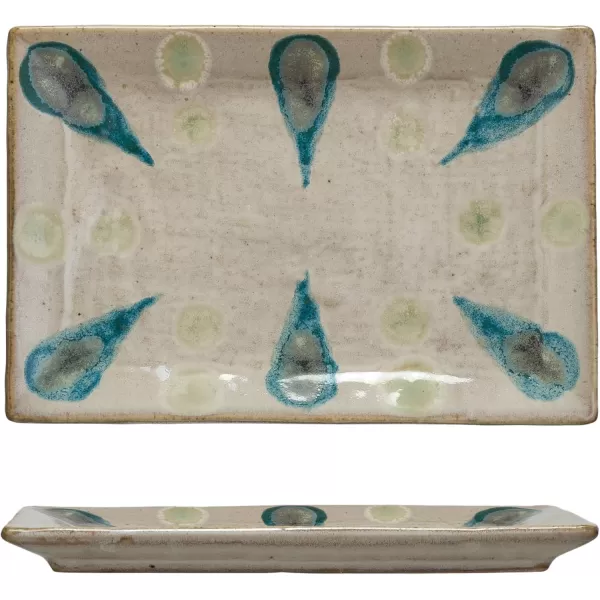 imageCreative CoOp Geometric Harmony Stoneware Bowls Green and Blue Set of 3Platter