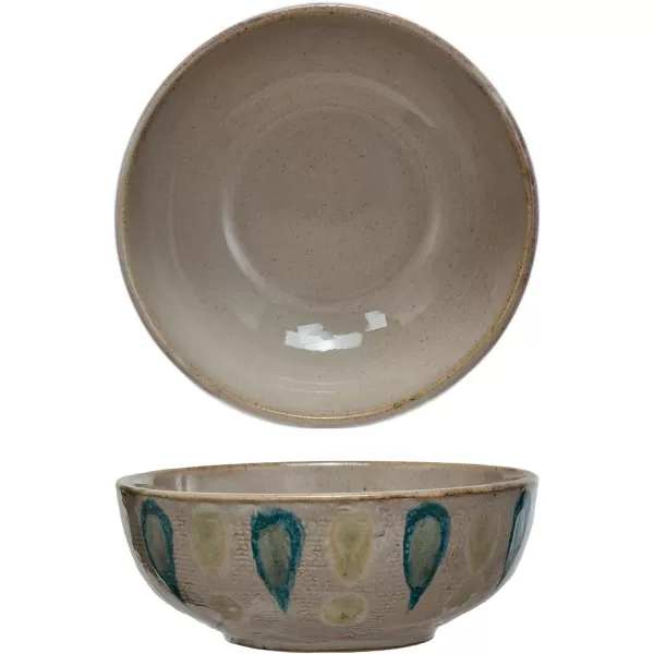 imageCreative CoOp Geometric Harmony Stoneware Bowls Green and Blue Set of 3Serving Bowl