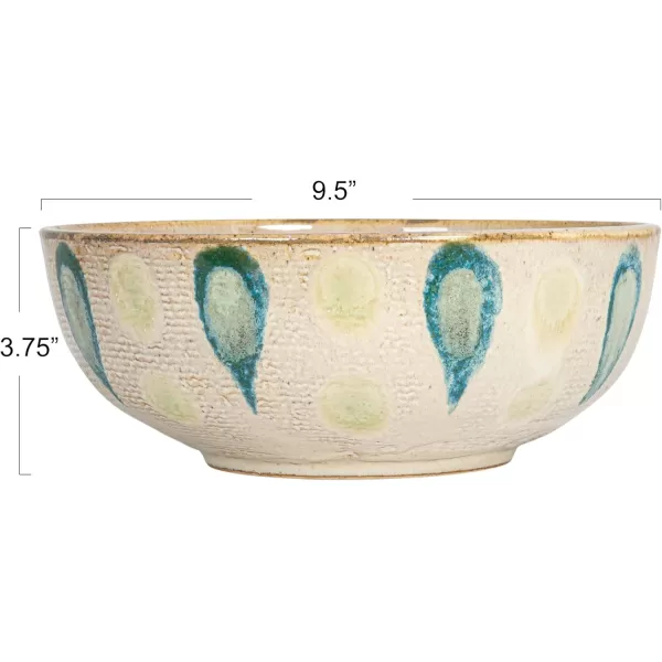 imageCreative CoOp Geometric Harmony Stoneware Bowls Green and Blue Set of 3Serving Bowl