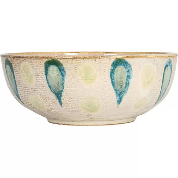 imageCreative CoOp Geometric Harmony Stoneware Bowls Green and Blue Set of 3Serving Bowl