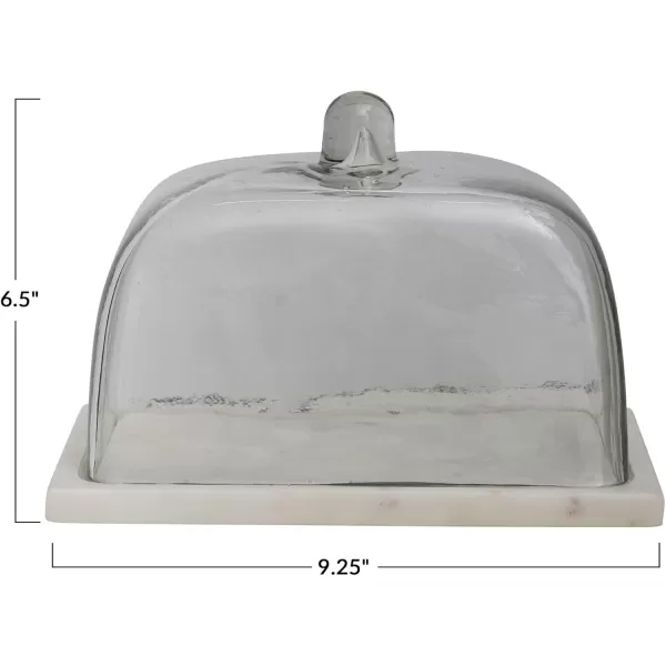 imageCreative CoOp Glass Marble Base Clear and White Cloche