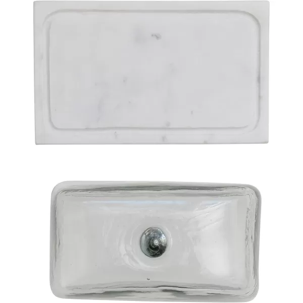 imageCreative CoOp Glass Marble Base Clear and White Cloche