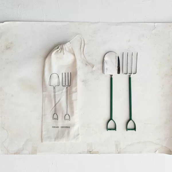 imageCreative CoOp Green 2Piece Stainless Steel Salad Server Set Medium