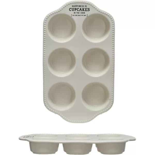 imageCreative CoOp Inspirational Brew Stoneware Coffee Mug Set White and Black Set of 6Muffin Pan